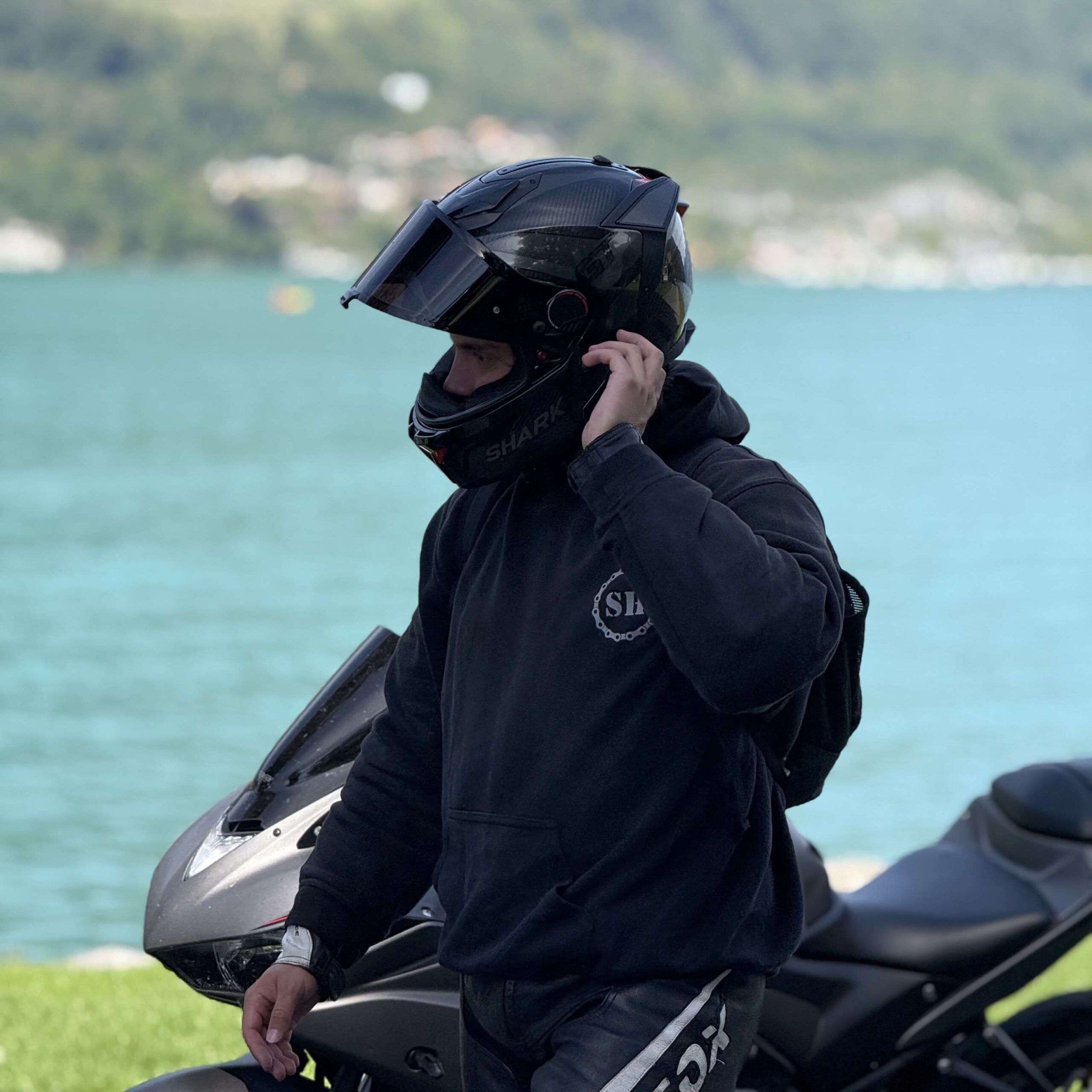 side-profile of biker